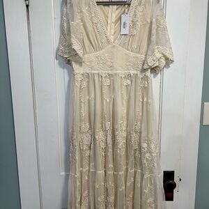 Baltic Born Clarissa Lace Midi Dress Cream